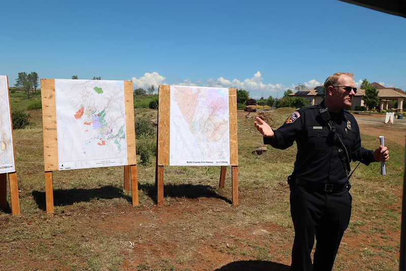 CAL FIRE walks attendees through project maps at Blue Oak Terrace