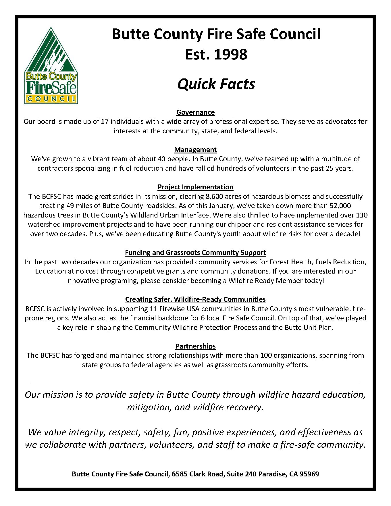 BCFSC Quick Facts - Updated